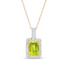 Thumbnail Image 0 of Octagonal Peridot and 1/20 CT. T.W. Diamond Rectangular Frame Drop Pendant in 10K Gold