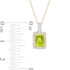 Thumbnail Image 2 of Octagonal Peridot and 1/20 CT. T.W. Diamond Rectangular Frame Drop Pendant in 10K Gold