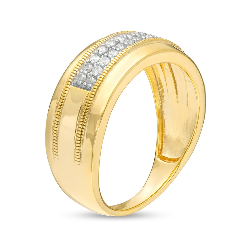 Main Image 3 of 1/3 CT. T.W. Diamond Double Row Vintage-Style Wedding Band in 10K Gold