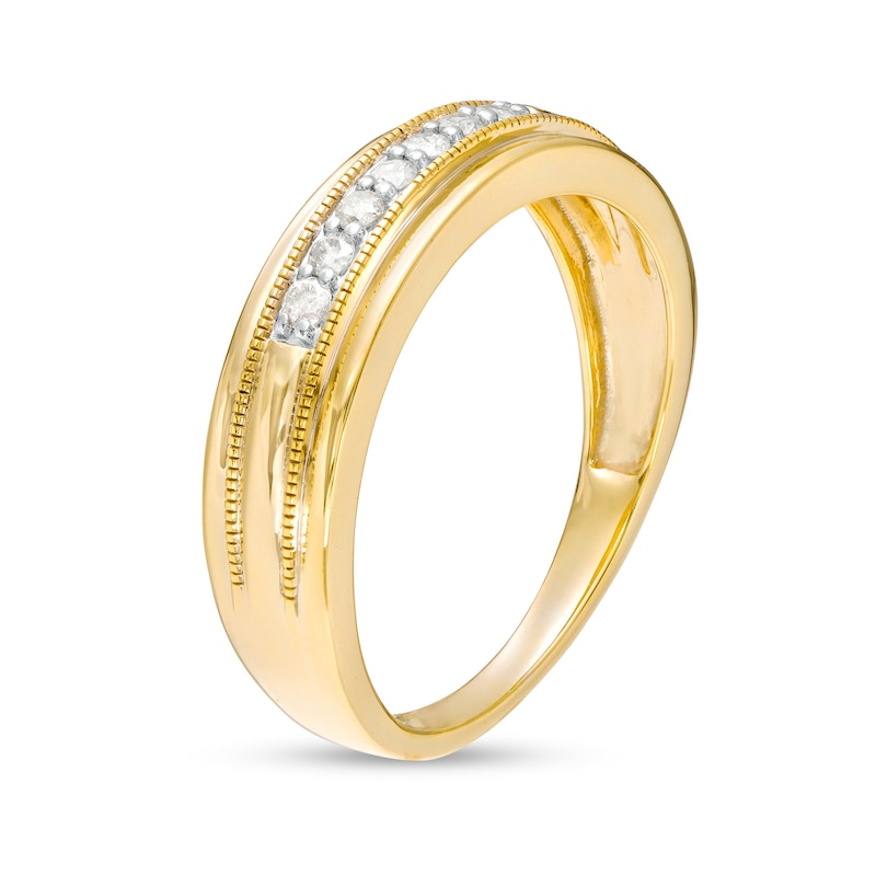 Main Image 2 of Men's 1/5 CT. T.W. Diamond Nine Stone Vintage-Style Wedding Band in 10K Gold