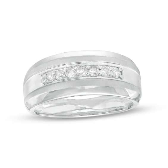 1/3 CT. T.w. Diamond Seven Stone Wedding Band in 10K White Gold