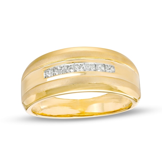 1/3 CT. T.w. Square-Cut Diamond Seven Stone Wedding Band in 10K Gold