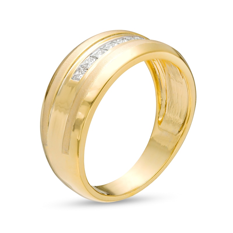 Main Image 3 of 1/3 CT. T.W. Square-Cut Diamond Seven Stone Wedding Band in 10K Gold