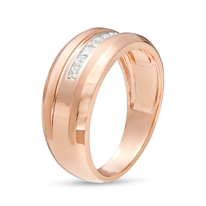 Main Image 3 of 1/3 CT. T.W. Square-Cut Diamond Seven Stone Wedding Band in 10K Rose Gold