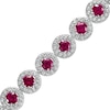 Thumbnail Image 1 of 5.0mm Lab-Created Ruby and White Lab-Created Sapphire Frame Tennis Bracelet in Sterling Silver – 7.25"