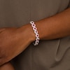 Thumbnail Image 2 of 5.0mm Lab-Created Ruby and White Lab-Created Sapphire Frame Tennis Bracelet in Sterling Silver – 7.25"