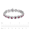 Thumbnail Image 3 of 5.0mm Lab-Created Ruby and White Lab-Created Sapphire Frame Tennis Bracelet in Sterling Silver – 7.25"