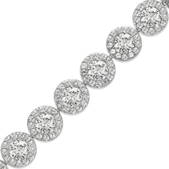 5.0mm White Lab-Created Sapphire Frame Tennis Bracelet in Sterling Silver – 7.25"