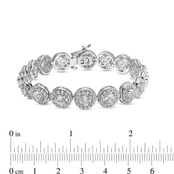 5.0mm White Lab-Created Sapphire Frame Tennis Bracelet in Sterling Silver â 7.25"