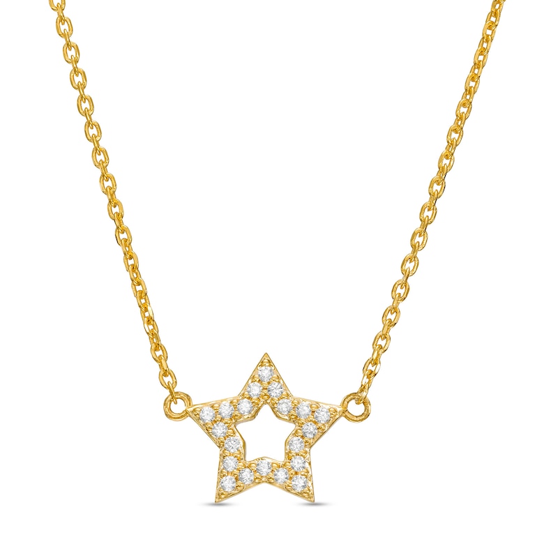 Main Image 1 of 1/10 CT. T.W. Diamond Open Star Necklace in 10K Gold