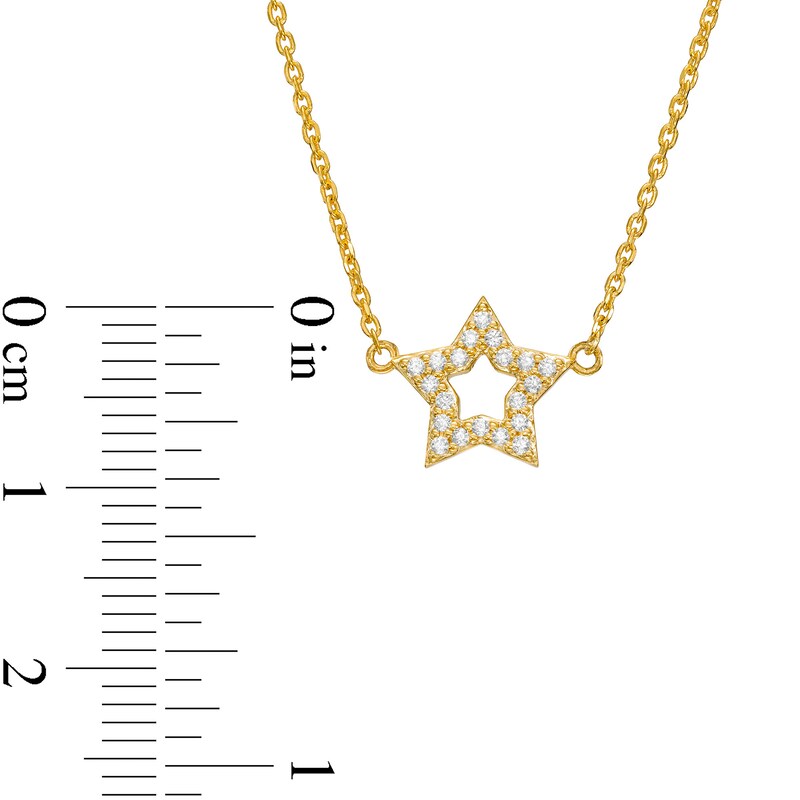 Main Image 3 of 1/10 CT. T.W. Diamond Open Star Necklace in 10K Gold