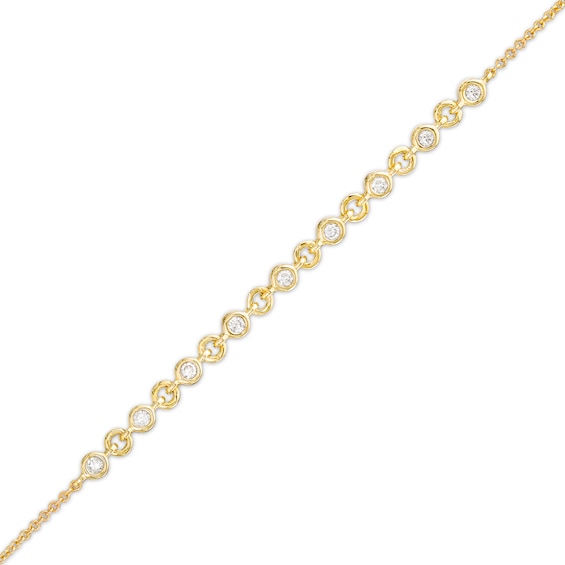1/5 CT. T.w. Diamond Alternating Link Bracelet in 10K Gold â 7.5"