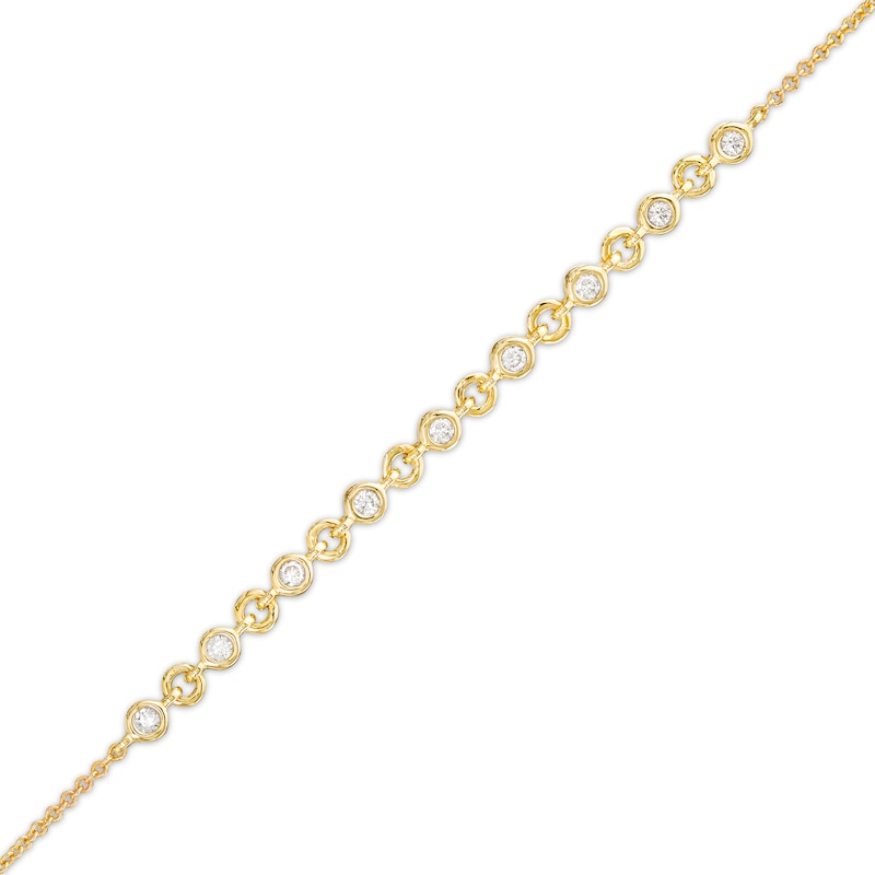 Main Image 1 of 1/5 CT. T.W. Diamond Alternating Link Bracelet in 10K Gold – 7.5"