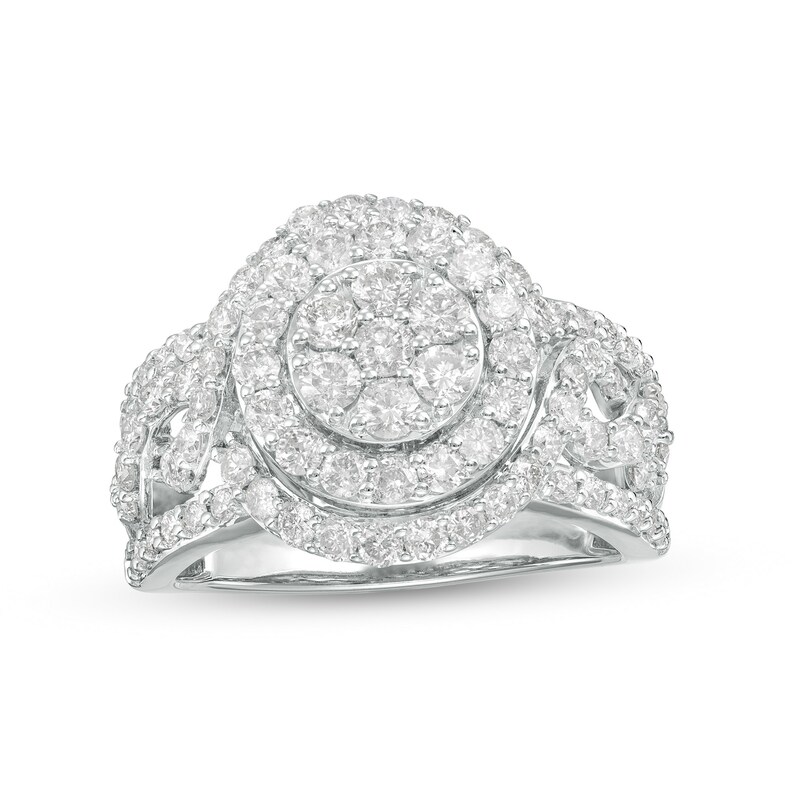 Main Image 1 of 2 CT. T.W. Multi-Diamond Double Frame Twist Shank Ring in 10K White Gold