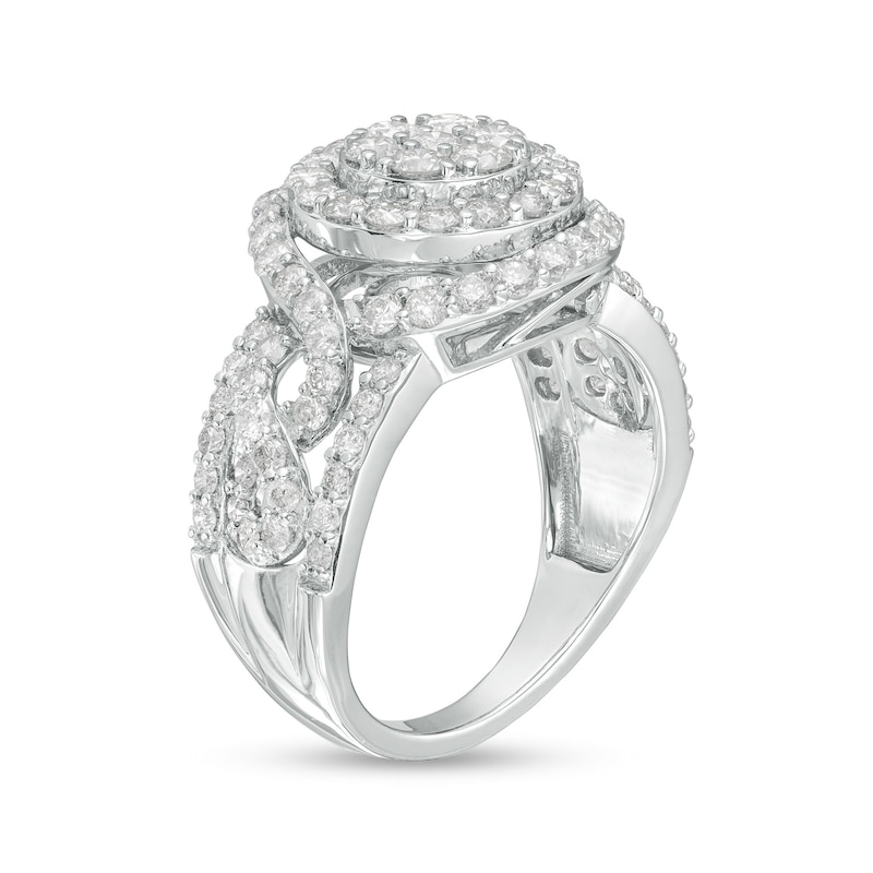Main Image 3 of 2 CT. T.W. Multi-Diamond Double Frame Twist Shank Ring in 10K White Gold