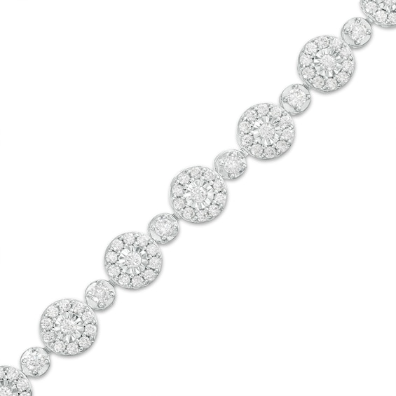 3 CT. T.w. Multi-Diamond Alternating Large and Small Line Bracelet in 10K White Gold â 7.5"