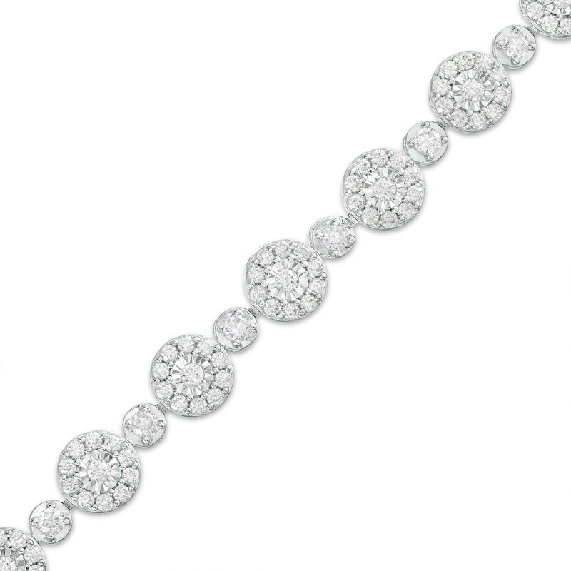 Main Image 1 of 3 CT. T.W. Multi-Diamond Alternating Large and Small Line Bracelet in 10K White Gold – 7.5"