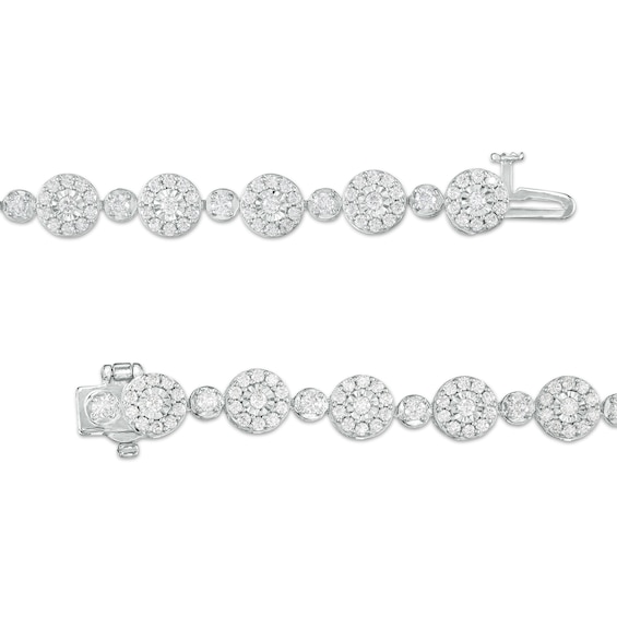 3 CT. T.w. Multi-Diamond Alternating Large and Small Line Bracelet in 10K White Gold â 7.5"