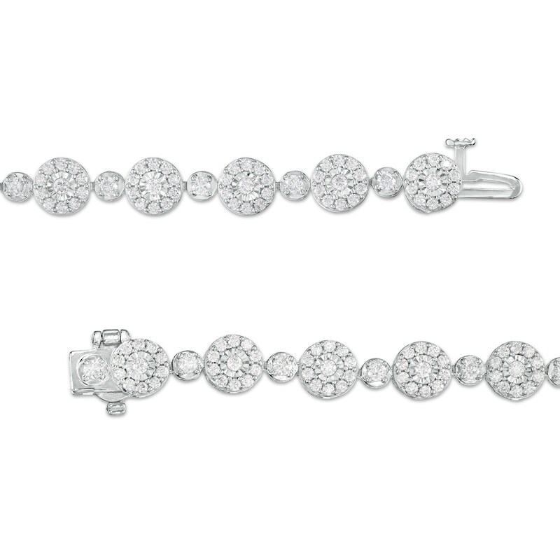 Main Image 3 of 3 CT. T.W. Multi-Diamond Alternating Large and Small Line Bracelet in 10K White Gold – 7.5"