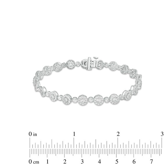 3 CT. T.w. Multi-Diamond Alternating Large and Small Line Bracelet in 10K White Gold â 7.5"