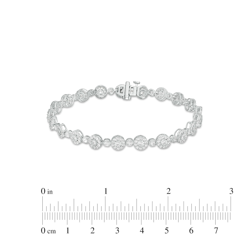 Main Image 4 of 3 CT. T.W. Multi-Diamond Alternating Large and Small Line Bracelet in 10K White Gold – 7.5"
