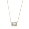 Thumbnail Image 0 of Sideways Baguette Aquamarine and 1/20 CT. T.W. Diamond Frame Necklace in 10K Gold