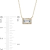 Thumbnail Image 1 of Sideways Baguette Aquamarine and 1/20 CT. T.W. Diamond Frame Necklace in 10K Gold