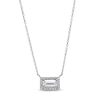 Thumbnail Image 1 of Sideways Baguette White Lab-Created Sapphire and 1/20 CT. T.W. Diamond Frame Necklace in 10K White Gold