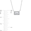 Thumbnail Image 3 of Sideways Baguette White Lab-Created Sapphire and 1/20 CT. T.W. Diamond Frame Necklace in 10K White Gold