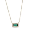 Thumbnail Image 0 of Sideways Baguette Lab-Created Emerald and 1/20 CT. T.W. Diamond Frame Necklace in 10K Gold