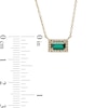 Thumbnail Image 2 of Sideways Baguette Lab-Created Emerald and 1/20 CT. T.W. Diamond Frame Necklace in 10K Gold