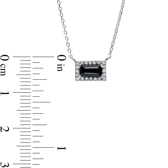 Sideways Baguette Onyx and 1/20 CT. T.w. Diamond Frame Necklace in 10K White Gold