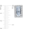 Thumbnail Image 3 of Sideways Baguette Aquamarine and 1/8 CT. T.W. Diamond Frame Stud Earrings in 10K White Gold