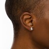 Thumbnail Image 2 of Sideways Baguette White Lab-Created Sapphire and 1/8 CT. T.W. Diamond Frame Stud Earrings in 10K White Gold