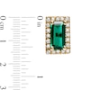 Thumbnail Image 2 of Sideways Baguette Lab-Created Emerald and 1/8 CT. T.W. Diamond Frame Stud Earrings in 10K Gold