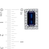 Thumbnail Image 3 of Sideways Baguette Blue Lab-Created Sapphire and 1/8 CT. T.W. Diamond Frame Stud Earrings in 10K White Gold