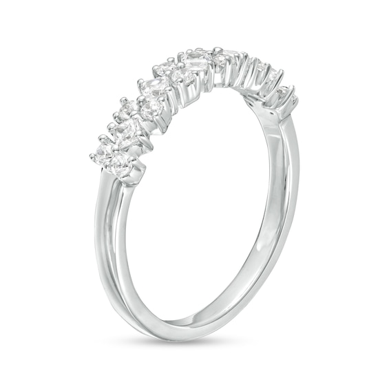 1/2 CT. T.w. Princess-Cut and Round Diamond Alternating Anniversary Band in 14K White Gold
