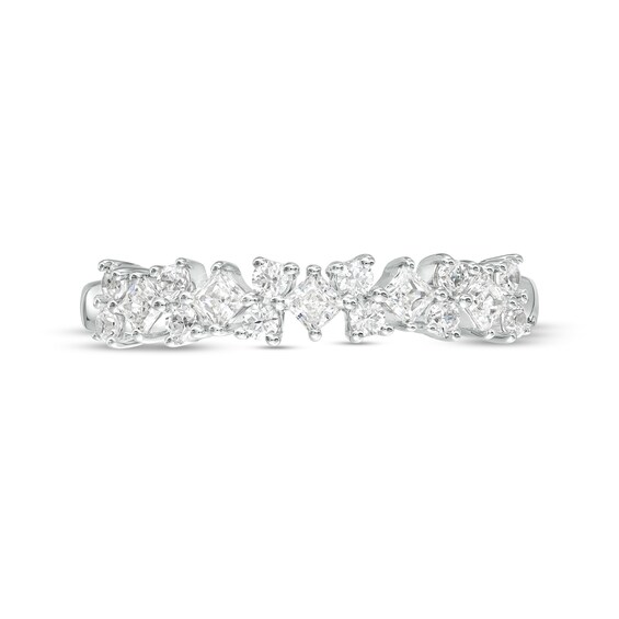 1/2 CT. T.w. Princess-Cut and Round Diamond Alternating Anniversary Band in 14K White Gold