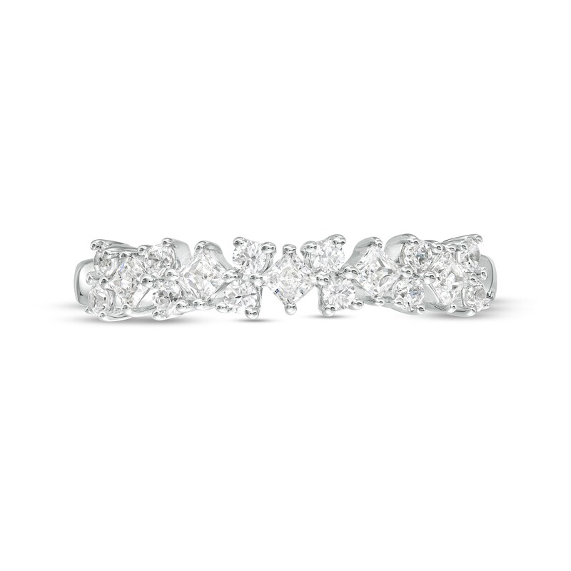 Main Image 4 of 1/2 CT. T.W. Princess-Cut and Round Diamond Alternating Anniversary Band in 14K White Gold