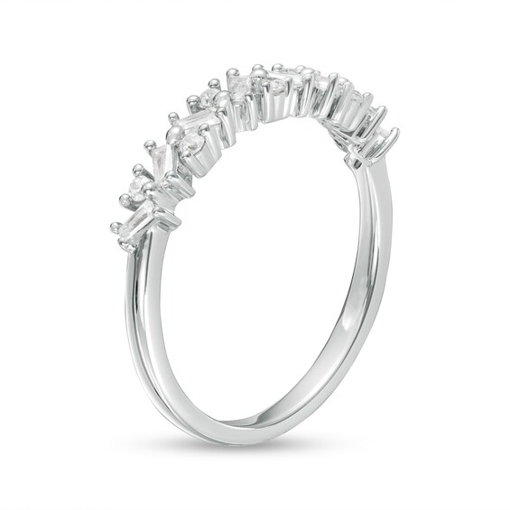 1/4 CT. T.w. Baguette and Round Diamond Scatter Anniversary Band in 10K White Gold