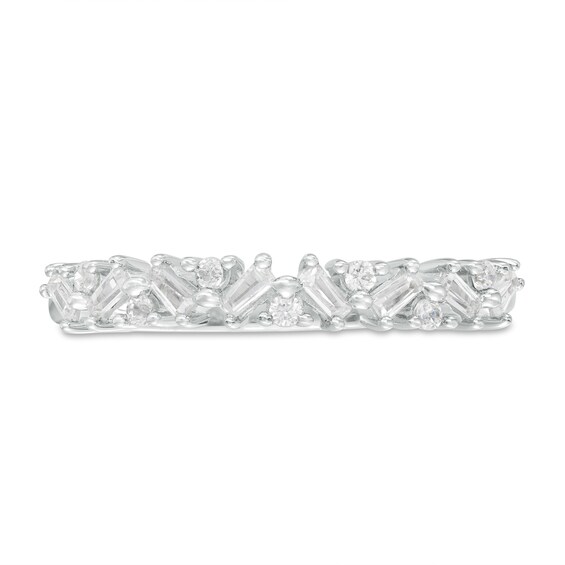 1/4 CT. T.w. Baguette and Round Diamond Scatter Anniversary Band in 10K White Gold