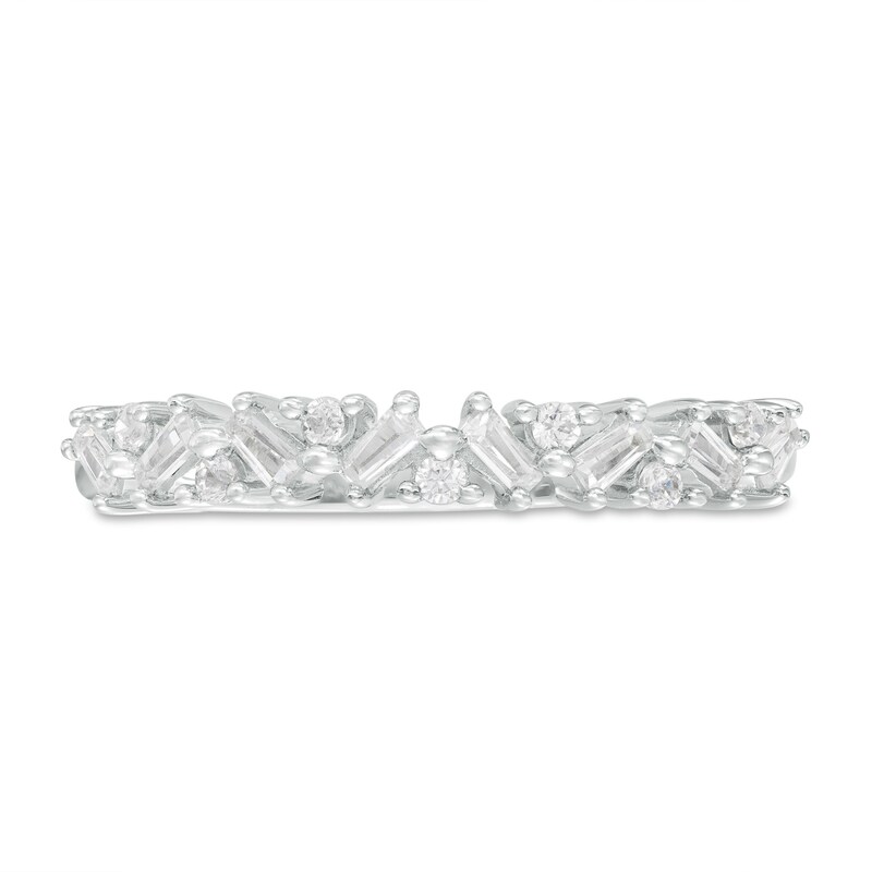 1/4 CT. T.W. Baguette and Round Diamond Scatter Anniversary Band in 10K White Gold