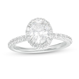 1-1/2 CT. T.W. Certified Oval Lab-Created Diamond Frame Engagement Ring in 14K White Gold (F/VS2)