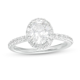 1-1/2 CT. T.W. Certified Oval Lab-Grown Diamond Frame Engagement Ring in 14K White Gold (F/VS2)