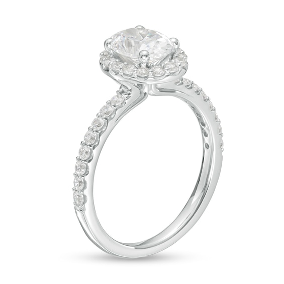 CT. T.w. Certified Oval Lab-Grown Diamond Frame Engagement Ring in 14K White Gold (F/Vs2