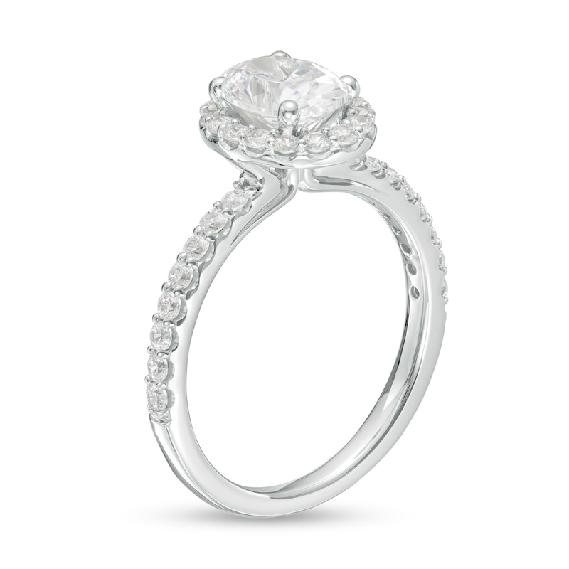 1-1/2 CT. T.W. Certified Oval Lab-Created Diamond Frame Engagement Ring in 14K White Gold (F/VS2)