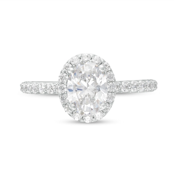 CT. T.w. Certified Oval Lab-Grown Diamond Frame Engagement Ring in 14K White Gold (F/Vs2