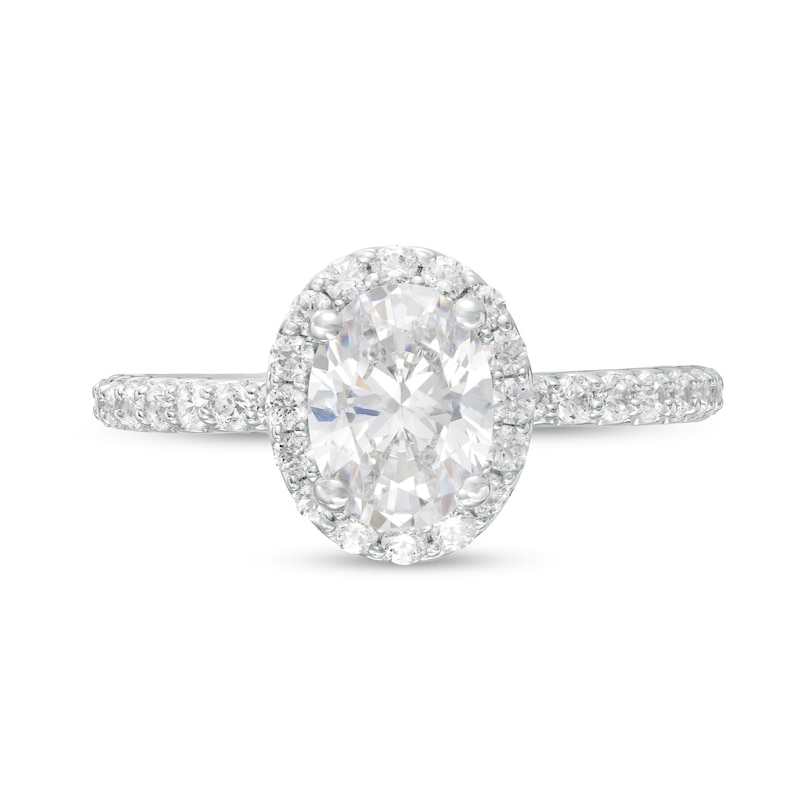 1-1/2 CT. T.W. Certified Oval Lab-Created Diamond Frame Engagement Ring in 14K White Gold (F/VS2)