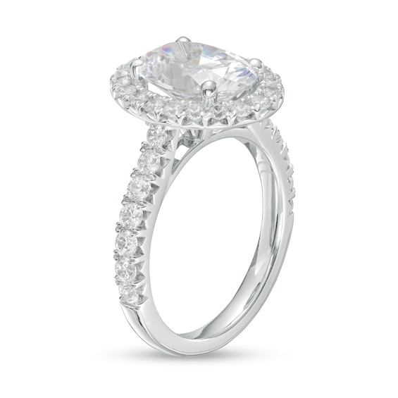 4 CT. T.w. Certified Oval Lab-Grown Diamond Frame Engagement Ring in 14K White Gold (F/Vs2)