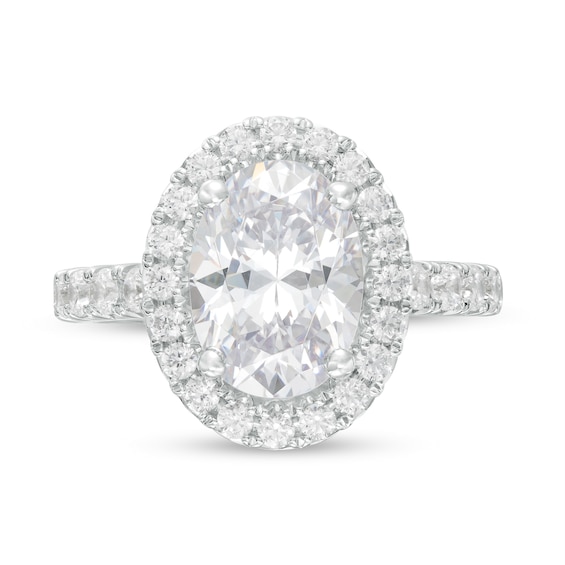 4 CT. T.w. Certified Oval Lab-Grown Diamond Frame Engagement Ring in 14K White Gold (F/Vs2)